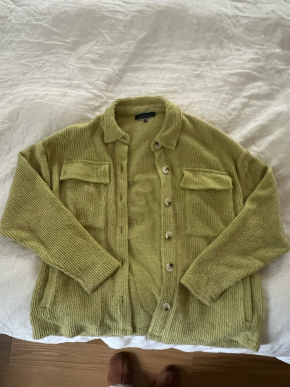 Blue Blush Olive Green Button-Front Knit Cardigan Jacket